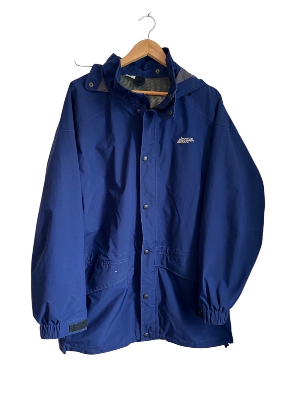 Vintage 90s MEC Mountain Equipment Co-op Gore-Tex Jacket Blue Hooded Size XL